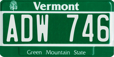 VT license plate ADW746