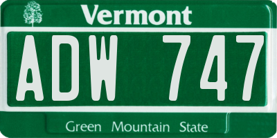 VT license plate ADW747