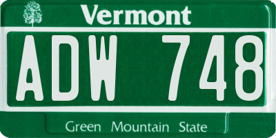 VT license plate ADW748