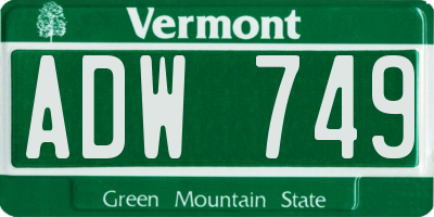 VT license plate ADW749