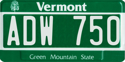 VT license plate ADW750