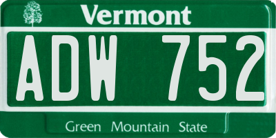 VT license plate ADW752