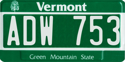 VT license plate ADW753