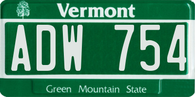 VT license plate ADW754