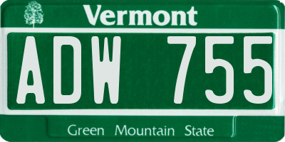 VT license plate ADW755