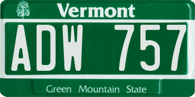 VT license plate ADW757