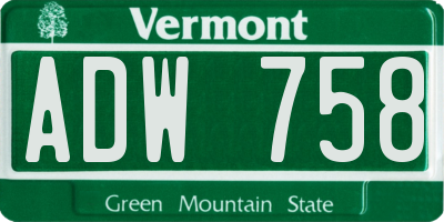 VT license plate ADW758