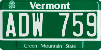 VT license plate ADW759