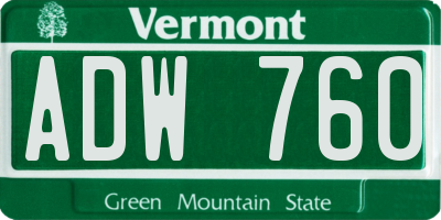 VT license plate ADW760