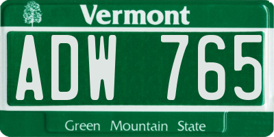 VT license plate ADW765