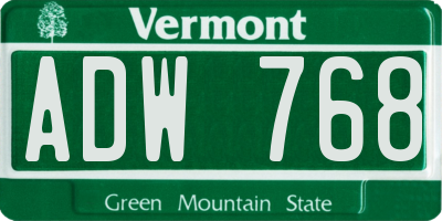 VT license plate ADW768