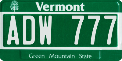 VT license plate ADW777