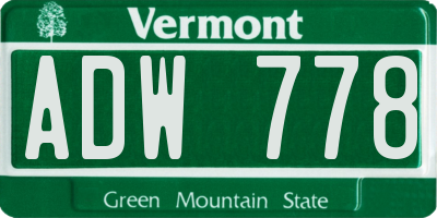 VT license plate ADW778