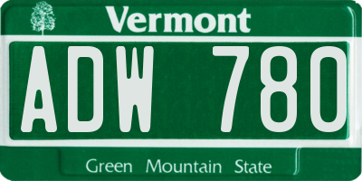 VT license plate ADW780