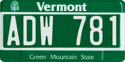 VT license plate ADW781