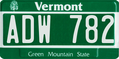 VT license plate ADW782