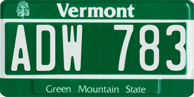 VT license plate ADW783