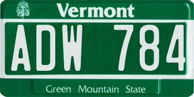VT license plate ADW784