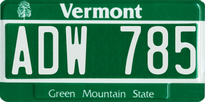 VT license plate ADW785