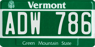 VT license plate ADW786