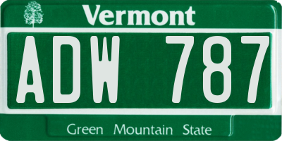 VT license plate ADW787