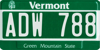 VT license plate ADW788