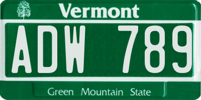 VT license plate ADW789