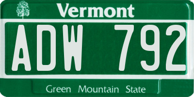 VT license plate ADW792