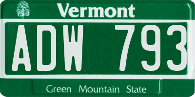 VT license plate ADW793