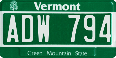 VT license plate ADW794