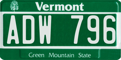 VT license plate ADW796