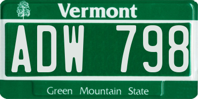 VT license plate ADW798