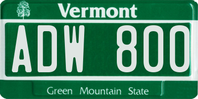 VT license plate ADW800