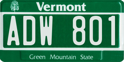 VT license plate ADW801