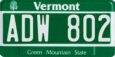 VT license plate ADW802