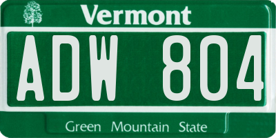 VT license plate ADW804