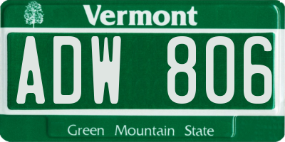 VT license plate ADW806