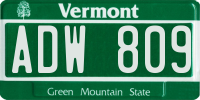 VT license plate ADW809