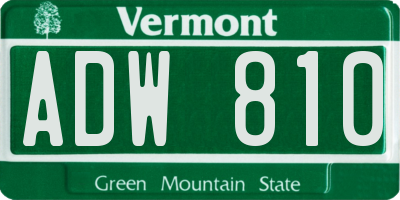 VT license plate ADW810