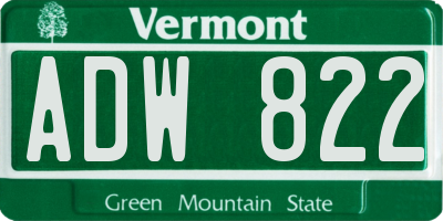 VT license plate ADW822