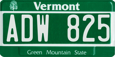 VT license plate ADW825