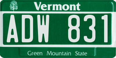 VT license plate ADW831