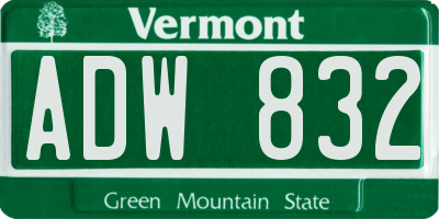 VT license plate ADW832