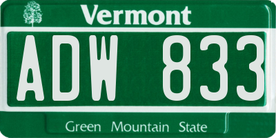 VT license plate ADW833