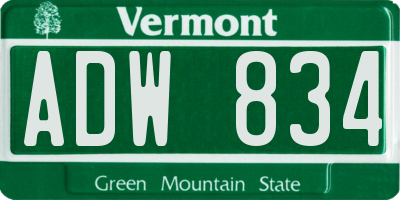 VT license plate ADW834