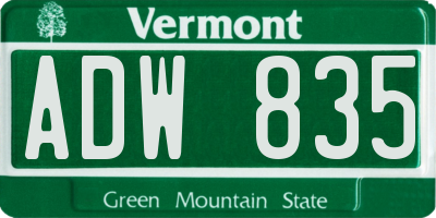 VT license plate ADW835