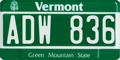 VT license plate ADW836