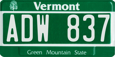 VT license plate ADW837