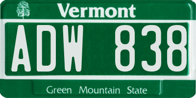 VT license plate ADW838