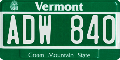 VT license plate ADW840